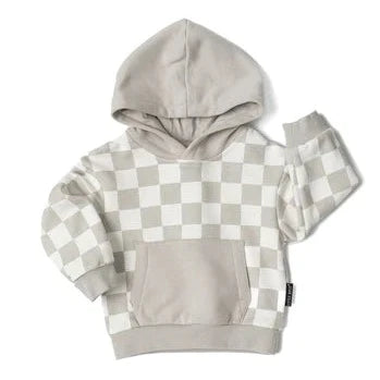 CHECKERED HOODIE - FOG