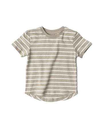 PINSTRIPE TEE - KHAKI GREEN AND WHITE