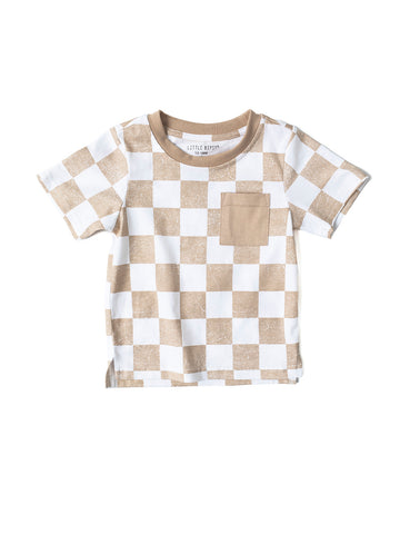 CHECKERED TEE - BEIGE