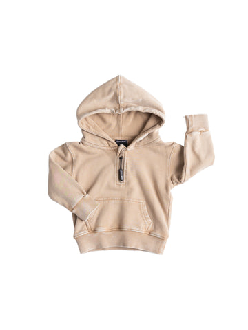 QUARTER ZIP HOODIE - BEIGE WASH