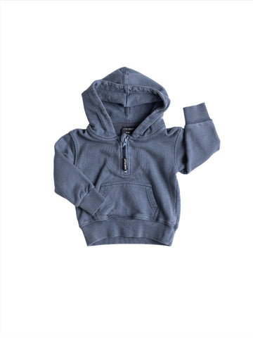QUARTER ZIP HOODIE - NAVY WASH