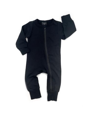 2-WAY ZIP ROMPER - BLACK