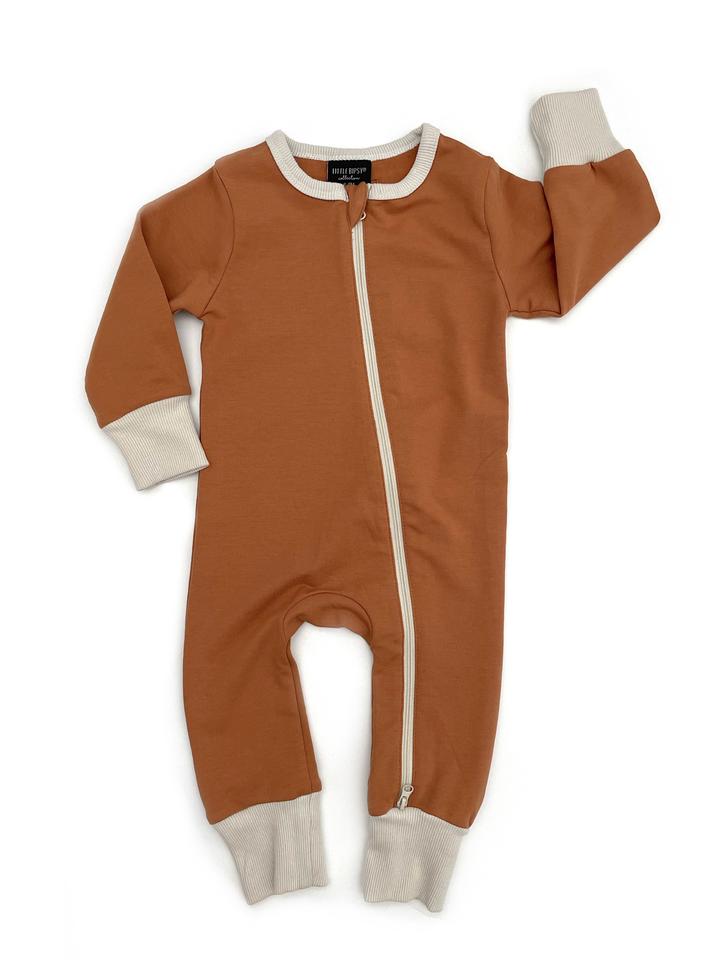 2-Way Zip Romper - Pumpkin Spice