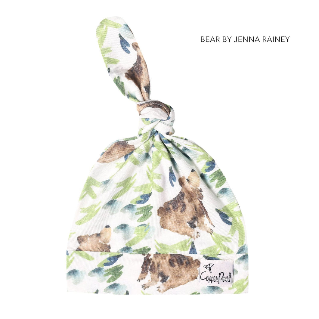 Bear Top Knot Hat -Copper Pearl