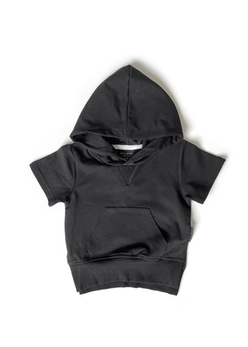 SHORT SLEEVE HOODIE - BLACK