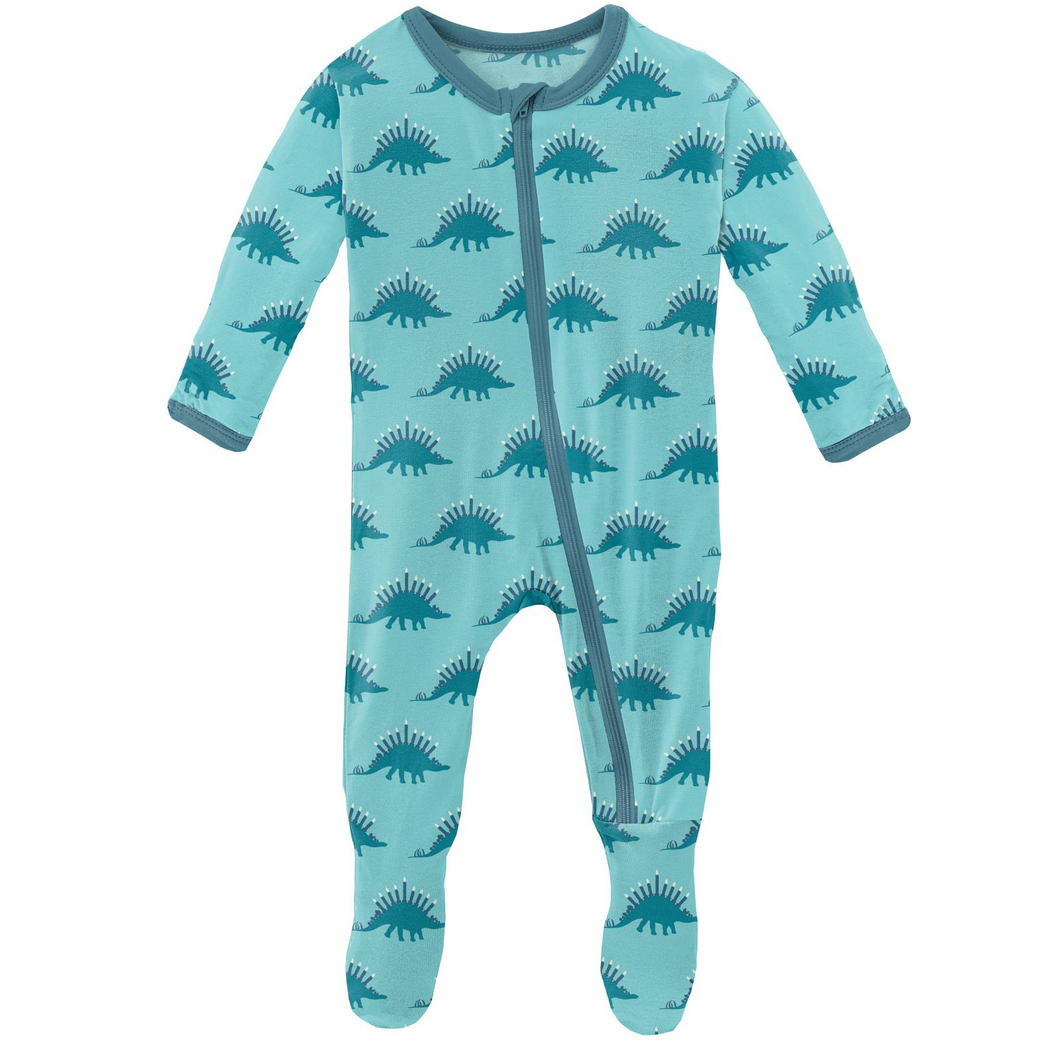 Kickee Pants Print Footie with Zipper Iceberg Menorahsaurus