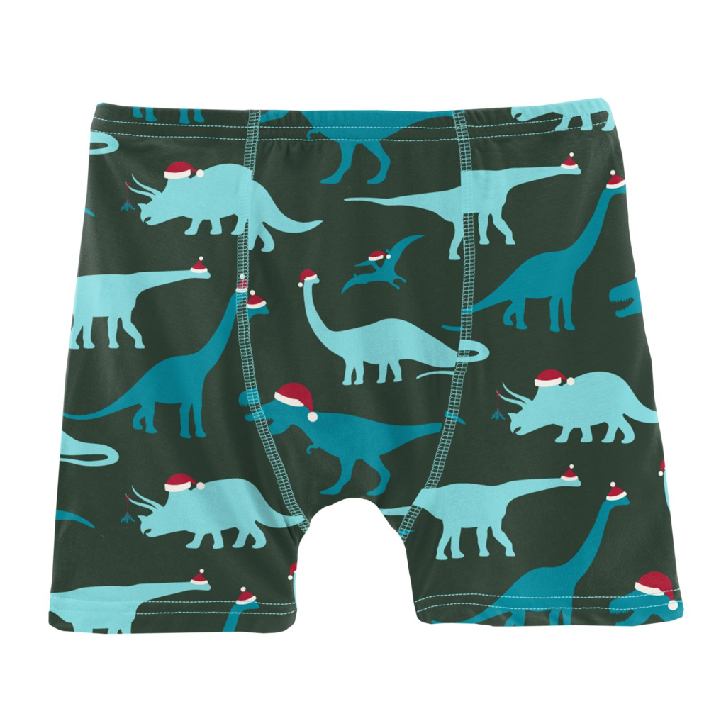 KICKEE PANTS HOLIDAY BAMBOO BOY'S BOXER BRIEF - SANTA DINOS