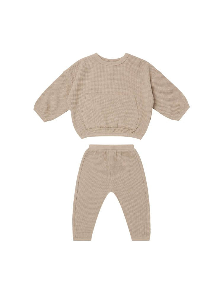 waffle top + pant set | warm grey Quincy Mae