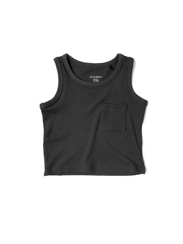 RIBBED TANK - CHARCOAL