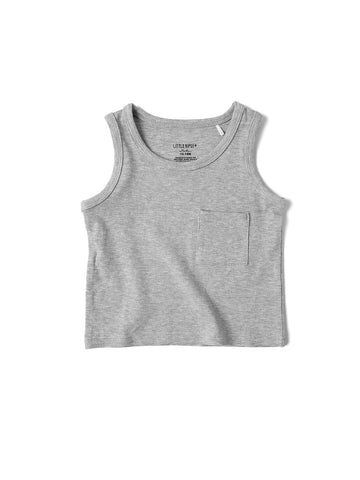 RIBBED TANK - LIGHT HEATHER GREY