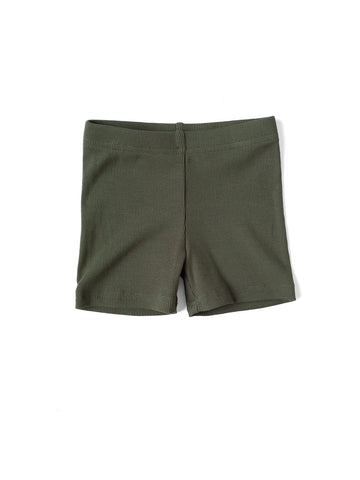 RIBBED BIKER SHORT - DARK MOSS