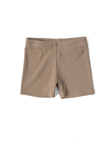 RIBBED BIKER SHORT - TAUPE