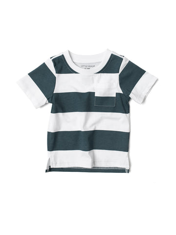 STRIPED TEE - NAVY