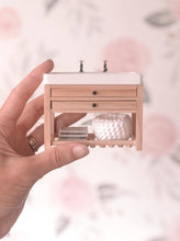 Dollhouse Double Faucet Bathroom Vanity | Wood & White