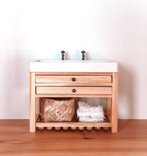 Dollhouse Double Faucet Bathroom Vanity | Wood & White