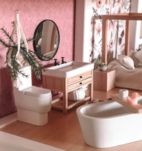 Dollhouse Double Faucet Bathroom Vanity | Wood & White