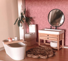 Dollhouse Double Faucet Bathroom Vanity | Wood & White