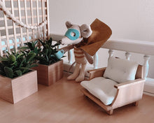 Dollhouse Patio Chair + Tufted Cushions | Natural Wood White