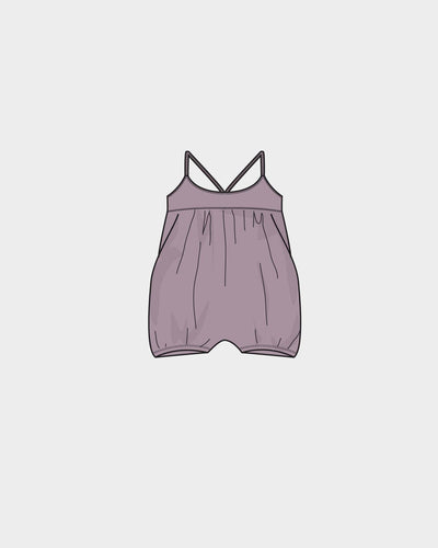 Girl's Tie-Back Romper in Lavender