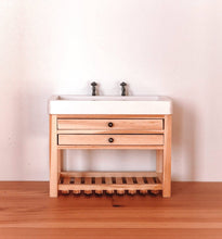 Dollhouse Double Faucet Bathroom Vanity | Wood & White