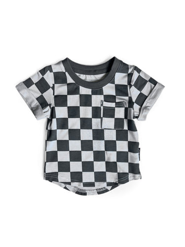 Pocket Tee – Pewter Check