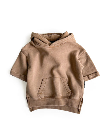 Little Bipsy Acid Wash Short Sleeve Hoodie-Sand
