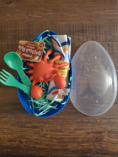 Easter Egg Blue With Baby Paper, Fork And Spoon, and Crab