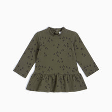 Chevron Tree Print on Pine Mock Neck Dress