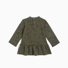 Chevron Tree Print on Pine Mock Neck Dress