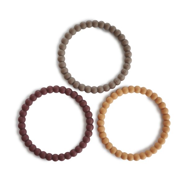 PEARL TEETHING BRACELET 3-PACK (BERRY/MARIGOLD/KHAKI)