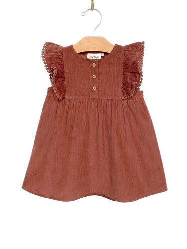 Corduroy Pinafore Baby Dress - Rust