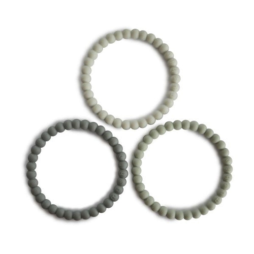 PEARL TEETHING BRACELET 3-PACK GREEN TEA/COOL GRAY/SEA SALT)