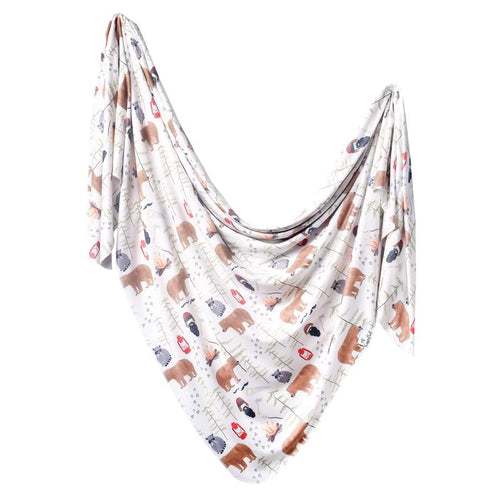 Lumberjack Knit Swaddle Blanket-Copper Pearl