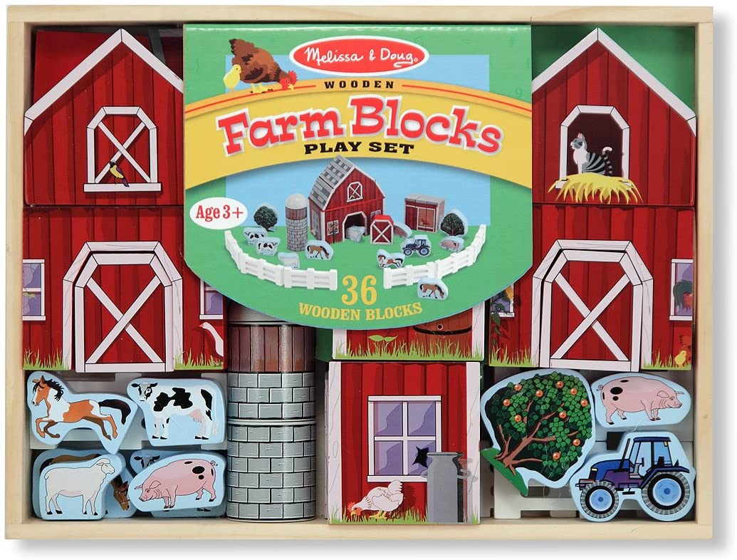 Melissa & Doug Farm Blocks 36-piece Play Set