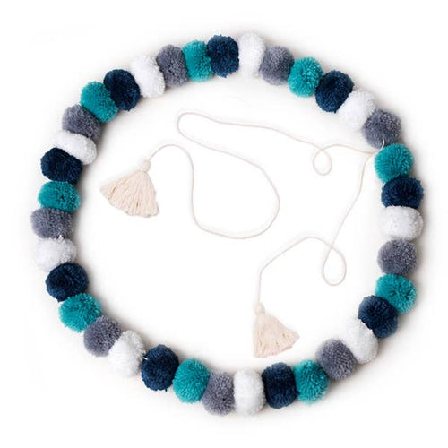 Pom Pom Garland Confetti Blue