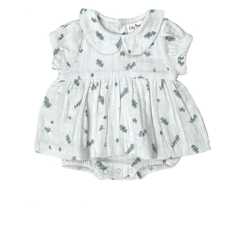 Round Collar Skirted Bodysuit Eucalyptus- City Mouse