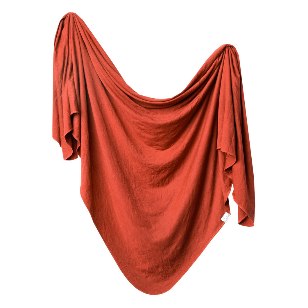 Rust Knit Swaddle Blanket-Copper Pearl