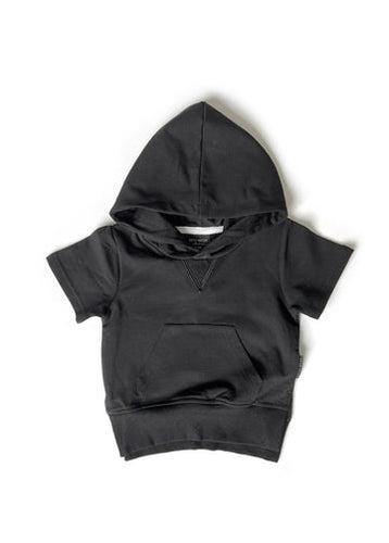 SHORT SLEEVE HOODIE - BLACK