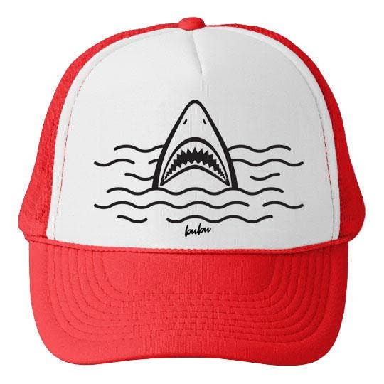 Shark White/Red Trucker Hat