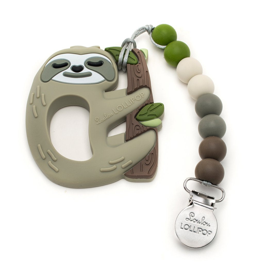 Sloth Silicone Teether with Holder Set