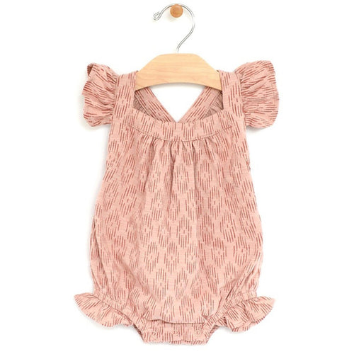 CITY MOUSE ORGANIC SLUB CROSS BACK ROMPER - CORAL IKAT