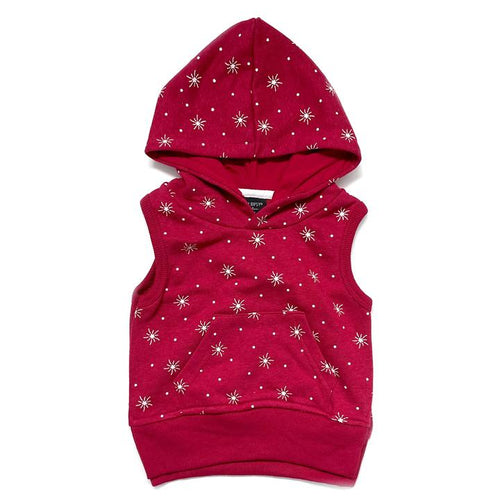 Star Sleeveless Hoodie - Red