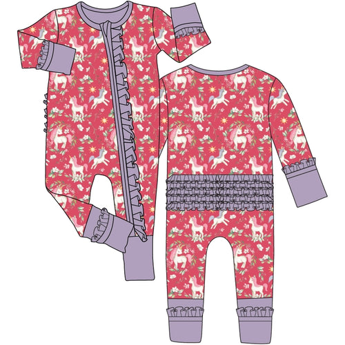 Zion Bamboo Ruffle Convertible Zipper Footie