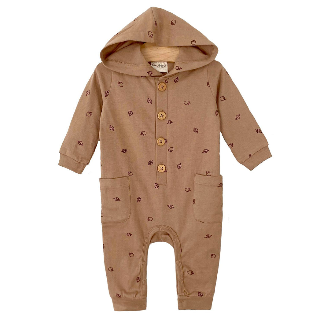 City Mouse Hooded Romper- Jersey Acorns