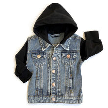 Black Hooded Denim Jacket - Black Little Bipsy Collection