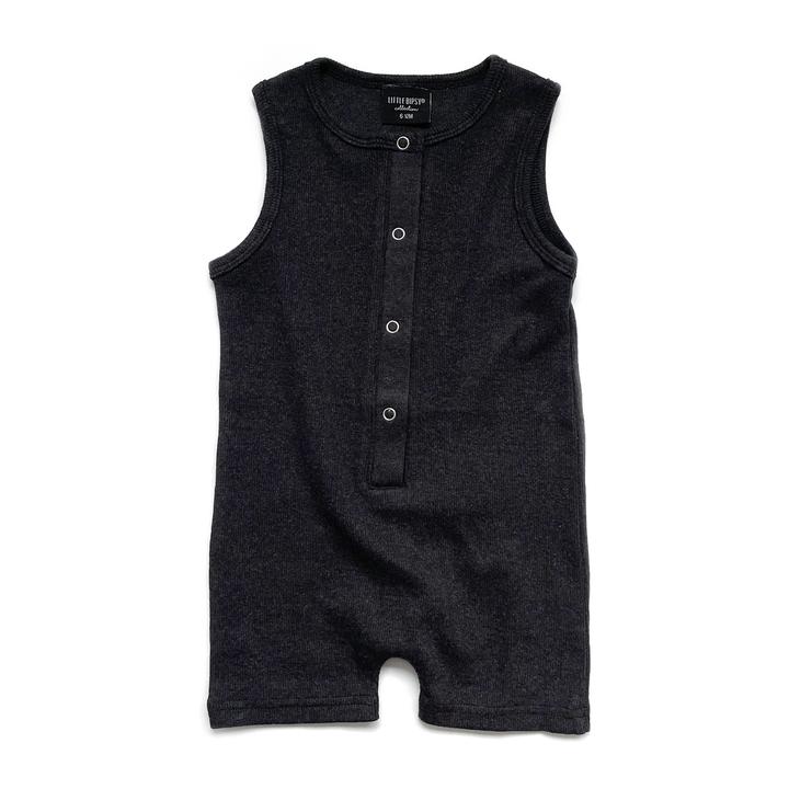 Ribbed Shorty Romper - Black