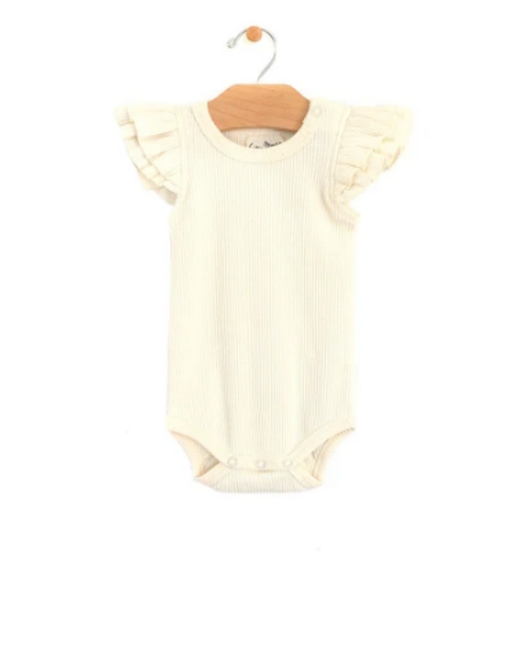 CITY MOUSE RIB FLUTTER SLEEVE BODYSUIT- NATURAL
