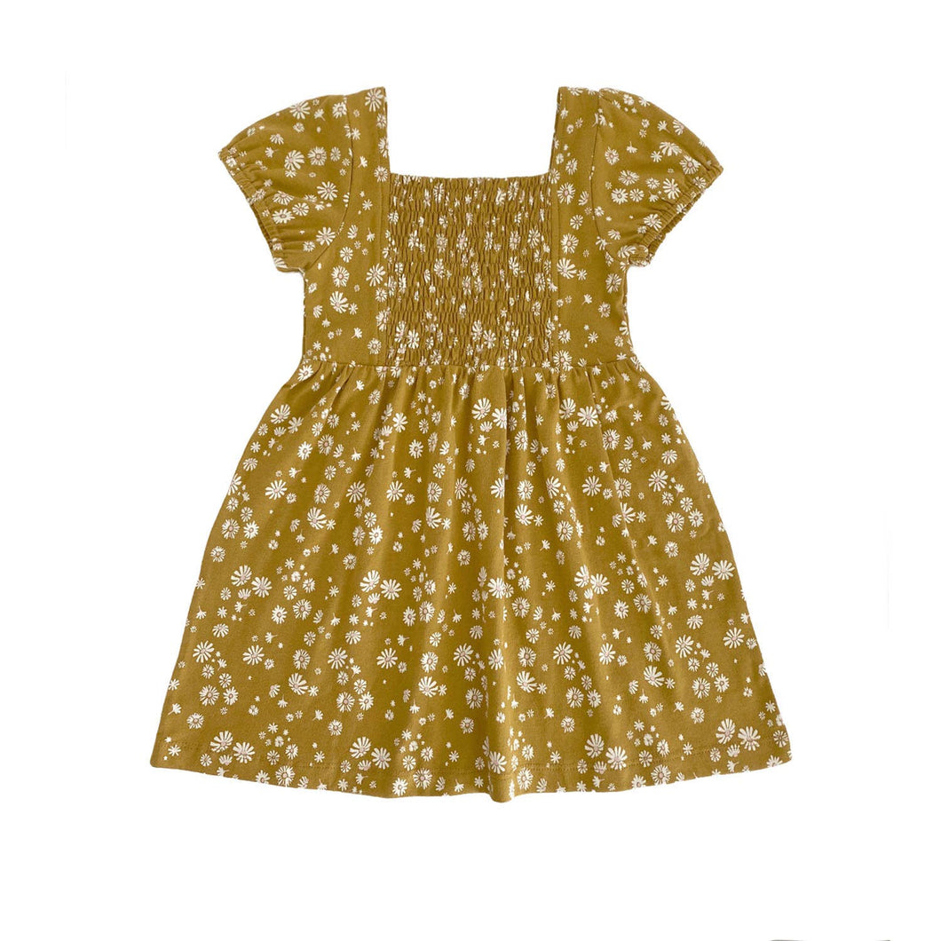 Smocked Dress-Bronze