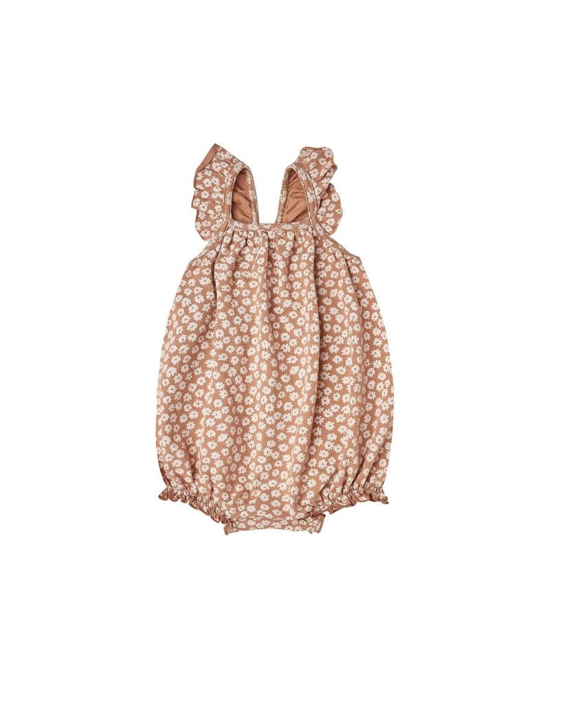 Rylee + Cru -Ditsy Clementine Romper-Terracotta