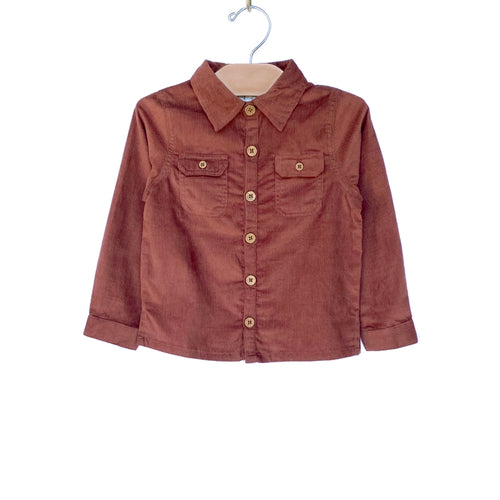 Corduroy Button Shirt_Rust
